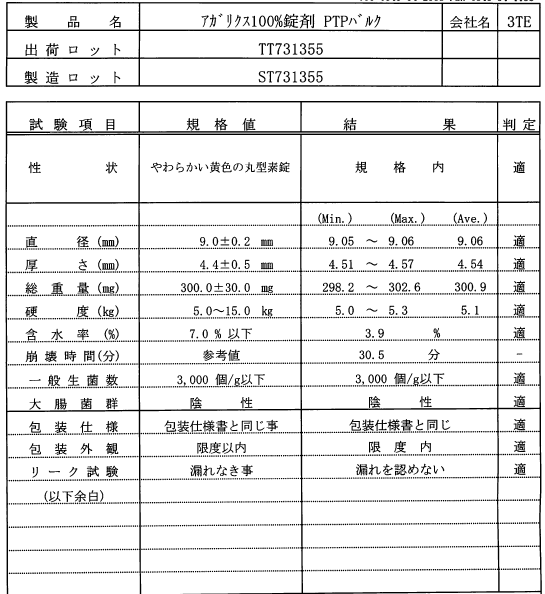 品質証明書